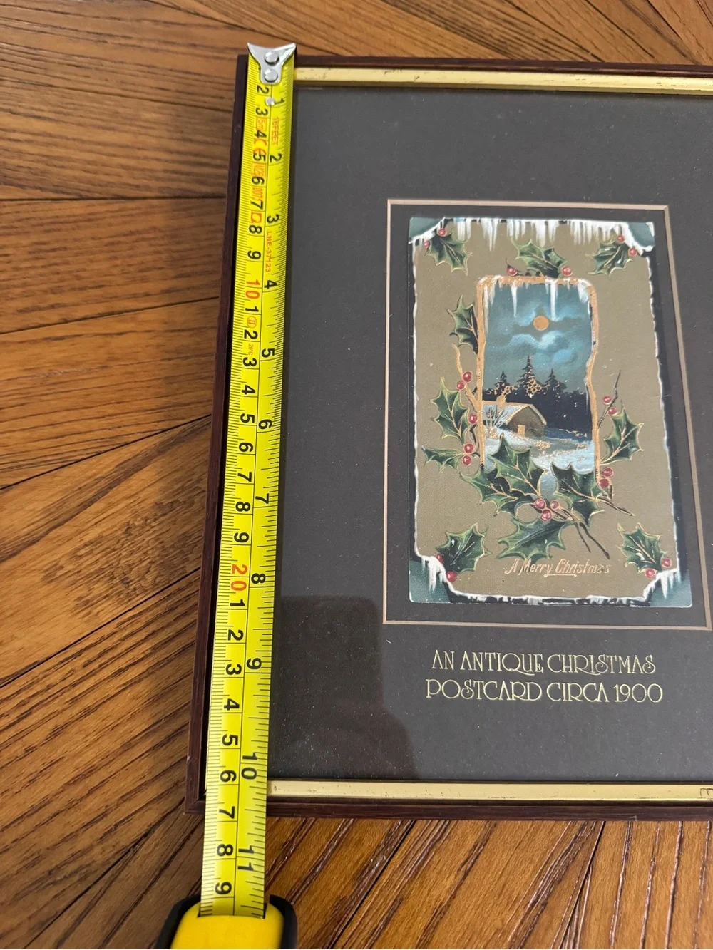 Framed Antique Christmas Postcard Circa 1900 from England